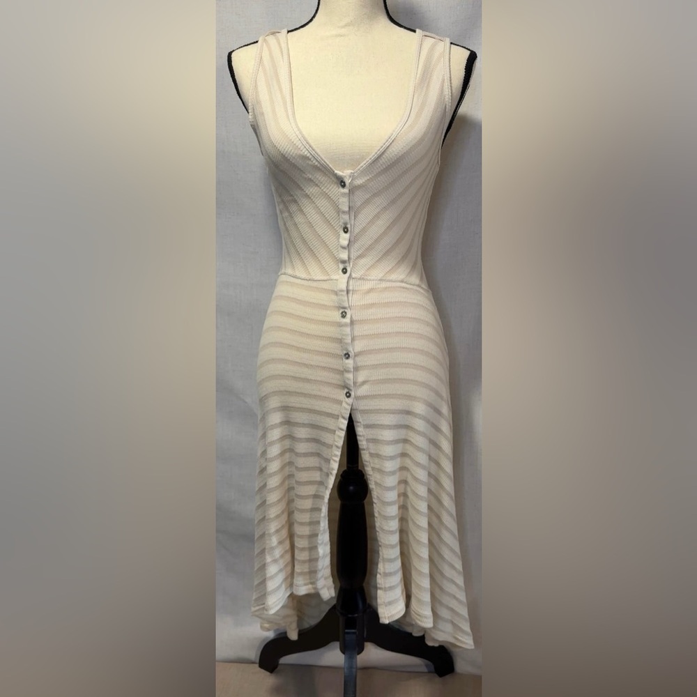 Swim Suit Cover Up, Cream Striped, Size S